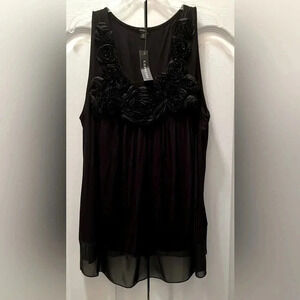 Expresso Ladies Black Rosette Sparkling Top, Size 2X